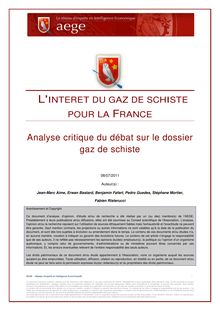 L intérêt des gaz de schiste pour la France (AEGE)