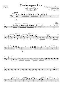 Partition basson 1/2, Piano Concerto No.15, B♭ major, Mozart, Wolfgang Amadeus
