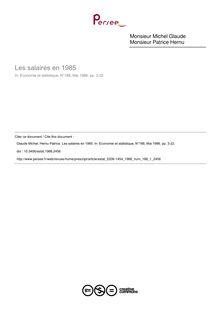 Les salaires en 1985 - article ; n°1 ; vol.188, pg 3-22