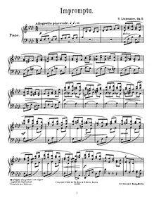 Partition complète, Impromptu, Op.5, Lyapunov, Sergey