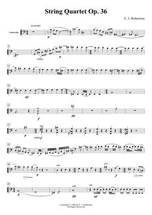 Partition de violoncelle, corde quatuor, B minor, Robertson, Ernest John