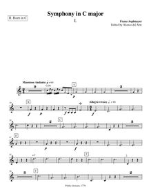 Partition cor 2 (C), Symphony en C major, C major, Asplmayr, Franz