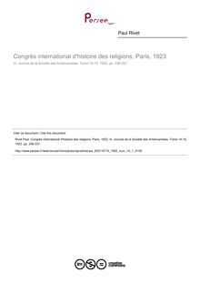 Congrès international d histoire des religions, Paris, 1923  ; n°1 ; vol.14, pg 336-337