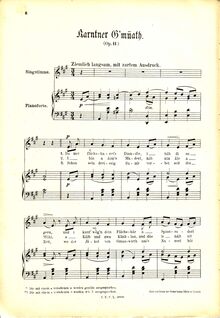 Partition complète, Karntner G´müath, Op.11, Koschat, Thomas