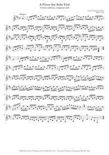 Partition Allegro en D major, WKO 186 (clef de sol original), 27 pièces pour viole de basse