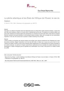 La pêche atlantique et les États de l Afrique de l Ouest, le cas du Gabon - article ; n°1 ; vol.180, pg 685-701