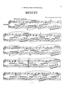 Partition No.2 - Menuet, 8 Morceaux, Op.17, Dreyschock, Felix