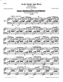 Partition complète (lower resolution), chansons ohne Worte, Op.62