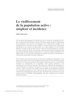 Le vieillissement de la population active : ampleur et incidence