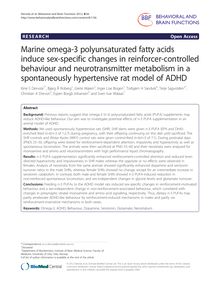 Marine omega-3 polyunsaturated fatty acids induce sex-specific changes in reinforcer-controlled behaviour and neurotransmitter metabolism in a spontaneously hypertensive rat model of ADHD
