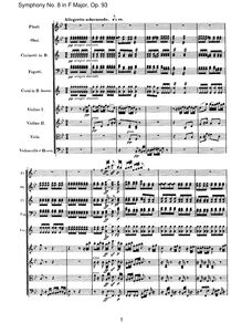 Partition , Allegretto scherzando, Symphony No.8, F major, Beethoven, Ludwig van