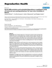 Social differentiation and embodied dispositions: a qualitative study of maternal care-seeking behaviour for near-miss morbidity in Bolivia