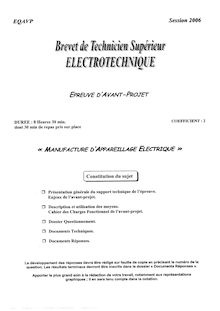 Avant-projet 2006 BTS Électrotechnique