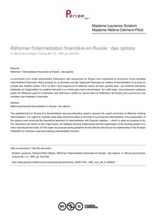 Réformer l intermédiation financière en Russie : des options - article ; n°2 ; vol.46, pg 433-455