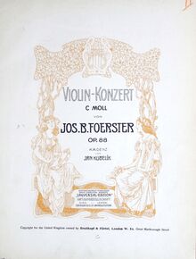 Partition couverture couleur, violon Concerto No.1, C minor, Foerster, Josef Bohuslav