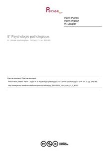 Psychologie pathologique. - compte-rendu ; n°1 ; vol.21, pg 345-365