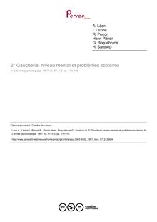Gaucherie, niveau mental et problèmes scolaires - compte-rendu ; n°2 ; vol.57, pg 510-516