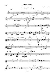 Partition flûte, Short Story, Trio for flute, viola and harp, Lambert, Edward