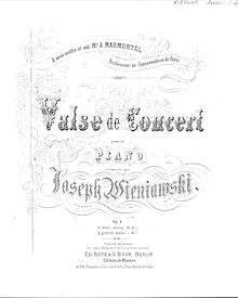 Partition complète, Valse de Concert, Op.3, Wieniawski, Józef
