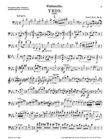 Partition de violoncelle, Piano Trio, Op.2, C Minor, Suk, Josef