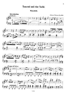 Partition Transcription pour piano solo - complete, Tausend und eine Nacht, Op.346