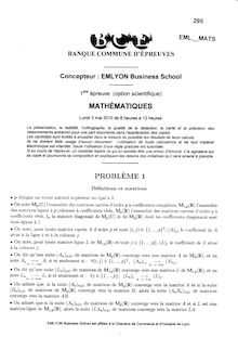 Mathématiques 2010 Classe Prepa HEC (ECS) EM Lyon