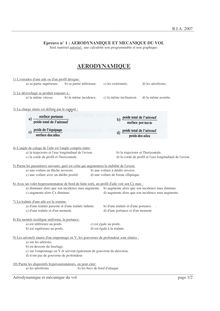 Aérodynamique et mécanique du vol 2007 BIA - Brevet d Initiation Aéronautique