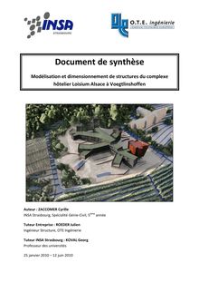 Document de synthèse Modélisation et dimensionnement de structures du complexe