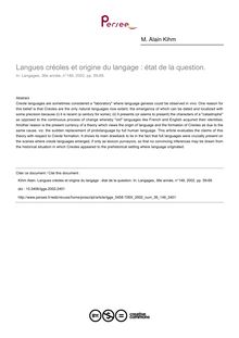 Langues créoles et origine du langage : état de la question. - article ; n°146 ; vol.36, pg 59-69