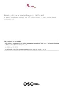 Fonds politique et syndical argentin 1900-1945 - article ; n°1 ; vol.24, pg 23-23