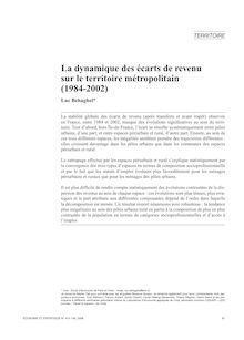 La dynamique des écarts de revenu sur le territoire métropolitain (1984-2002) - article ; n°1 ; vol.415, pg 97-120