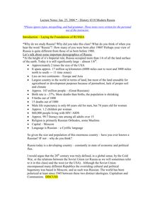 Lecture Notes: Jan. 25, 2006 * - History 4318 Modern Russia ...