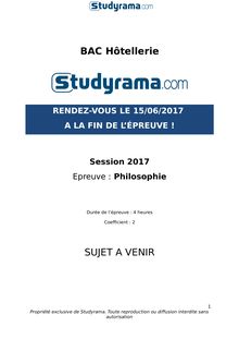 Sujet Bac Hôtellerie 2017 - Philosophie