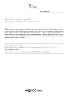 Seth, Osiris et l ethnographie - article ; n°2 ; vol.179, pg 113-135