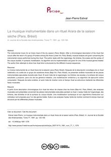 La musique instrumentale dans un rituel Arara de la saison sèche (Para, Brésil) - article ; n°1 ; vol.77, pg 125-156
