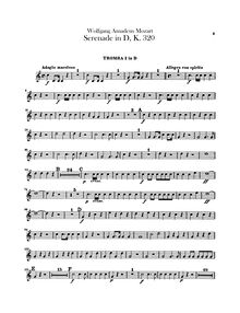 Partition trompette 1, 2 (en D)Posthorn (en A), Serenade, Serenade No.9 ; Posthorn Serenade