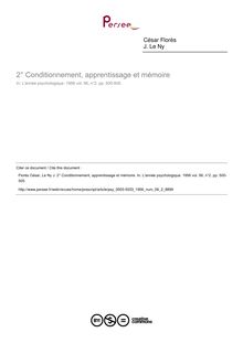 Conditionnement, apprentissage et mémoire - compte-rendu ; n°2 ; vol.56, pg 500-505
