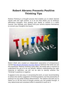 Robert Abrams Positive Thinking Tips
