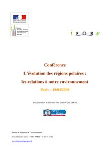 Conférence L'évolution des régions polaires : les relations à ...