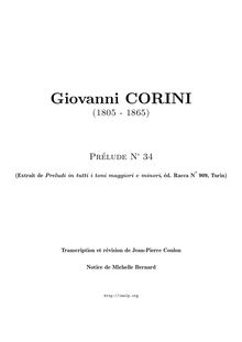 Partition complète, Prélude No.34, G♭ major, Corini, Giovanni