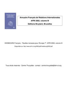 Annuaire Français de Relations Internationales AFRI 2002, volume ...