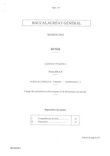 Russe LV1 2005 Sciences Economiques et Sociales Baccalauréat général