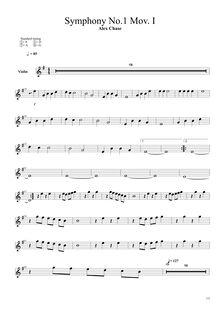Partition violons II Mov. I, Symphony No.1 en E minor, E minor, Chase, Alex