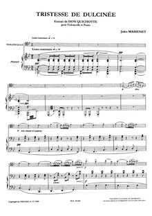 Partition violoncelle et partition de piano, partition de violoncelle, Don Quichotte