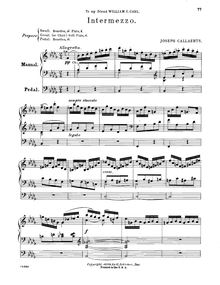 Partition complète, Intermezzo en B-flat minor, Callaerts, Joseph