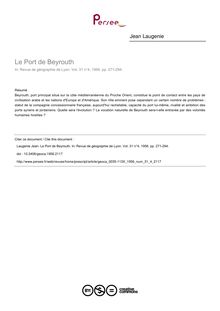 Le Port de Beyrouth - article ; n°4 ; vol.31, pg 271-294