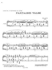 Partition complète, Fantaisie-valse, Satie, Erik