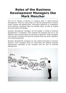 Roles of the Business Development Managers like Mark Moncher