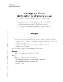 Phrase et modèle de base, Interrogation directe : identification de structures fautives