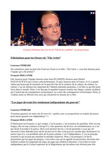François Hollande était l invité de "Parole de candidat": ses propositions